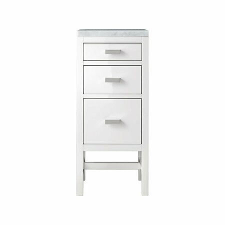 JAMES MARTIN VANITIES Addison 15in Base Cabinet, Glossy White w/ 3 CM Carrara Marble Top E444-BC15-GW-3CAR